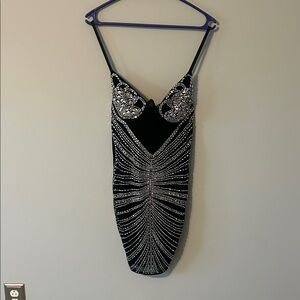 Banjul Black and Silver Mini Dress